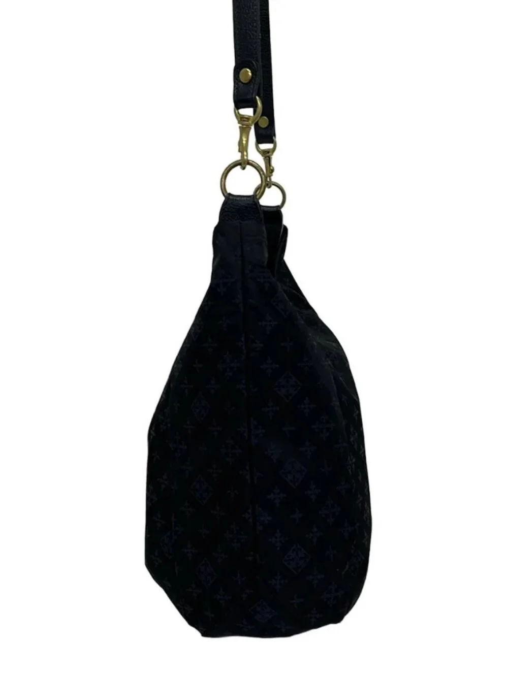 russet Dark Navy Blue Nylon Leather Shoulder Bag